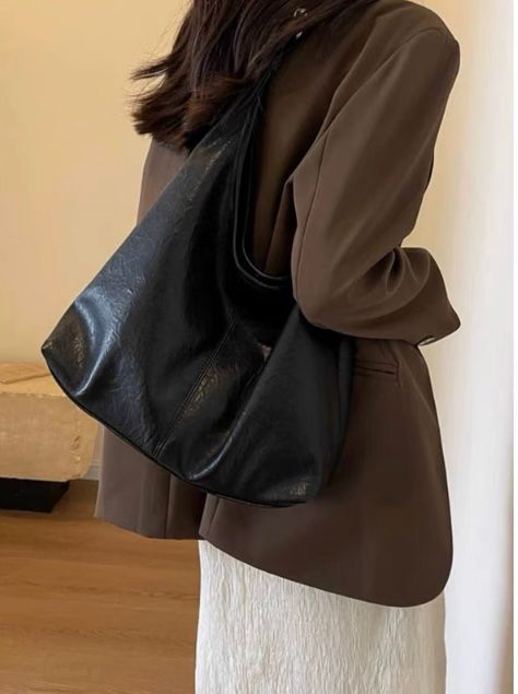 Zar Korean Soft Leather Large-Capacity Commuter Tote Bag Women's Bag 2025 New Large Bag Simple Shoulder Armpit Bag